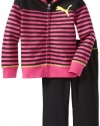 Puma - Kids Girls 2-6X Little Striped Hoodie Set, Raspberry Rose, 4