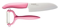 Kyocera Revolution Series 5-1/2-Inch Santoku Knife and Y Peeler Set, Pink