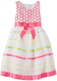 Bonnie Jean Girls 2-6X Multi Ribbon Stripe Dress, Pink, 6