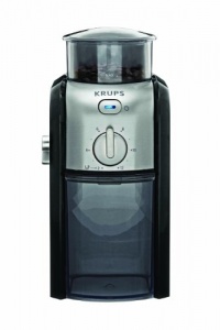 KRUPS GVX212 Electric Spice and Coffee Grinder with grind and cup selection and conical burr grinder, Black and Stainless Steel