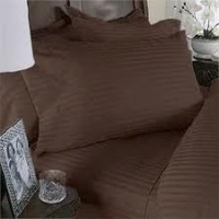 ITALIAN 1500 Thread Count 100% Egyptian STRIPED 4PC QUEEN Sheet Set, MOCHA