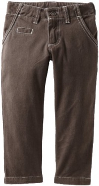 iNTAKT Boys 2-7 Solid Cotton Twill Pant, Charcoal, 3T