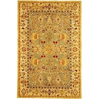 Safavieh AN547A Anatolia Collection 2-Feet by 3-Feet Handmade Hand-Spun Wool Area Rug, Blue and Ivory