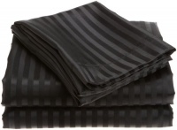 Divatex Home Fashions Royal Opulence Woven Satin Stripe King Sheet Set, Black