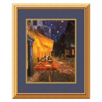 Cafe Terrace at Night by Vincent Van Gogh, Framed Print Art - 21.24 x 17.99