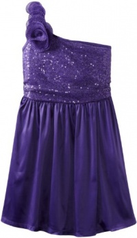 Ruby Rox Kids Girls 7-16 One-Shoulder Glitter Dress, Purple, 12