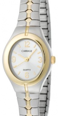 Carriage Women's C6A241 Two-Tone Oval Case Silver-Tone Dial Two-Tone Stainless Steel Expansion Band Watch