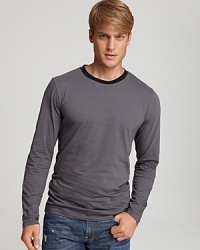 Long sleeve ringer tee with solid, contrast collar. Soft cotton for a nice, comfortable fit.