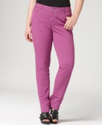 Revamp your casual looks with DKNY Jeans' skinny plus size jeans, finished by a fuchsia wash-- it's a must-have style this season! (Clearance)