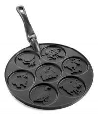 Have a cow... a sheep, chicken and duck, too! Bring all the barnyard characters to your kids, right in the comfort of your home, with this quick & easy-to-use pancake pan. Featuring seven mini pancake molds with all the farm favorites, this nonstick heavy-cast aluminum pan packs breakfast full of fun for the whole family. Lifetime warranty.