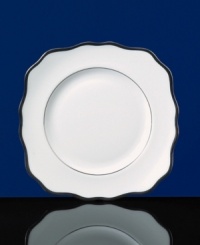 Square plates for sheer elegance. The classic, heirloom-quality Sterling dinnerware and dishes pattern is designed for formal entertaining, in pristine white bone china banded with polished platinum.