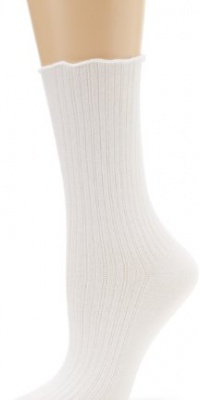 HUE Women's Huetopia Ribbed Sock, White, 9-11