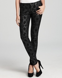 On-trend in a subtle Baroque filigree print, these AG Adriano Goldschmied jeans feature an ultra-skinny fit and sultry low rise.