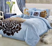 Chic Home 8-Piece Lakhani Comforter Set, King, Blue/Brown