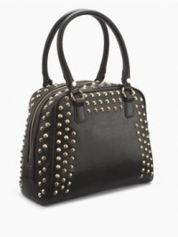 Steve Madden Bidoll Black W/gold Studs Spikes Satchel Faux Leather Handbag De197325