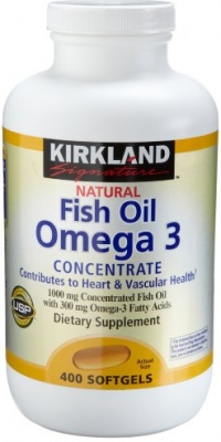 Kirkland Natural Fish Oil Omega 3 Concentrate, 400-Count Softgels