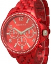 107 Women's Geneva Red Boyfriend Style Watch with Chrono Design