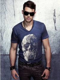 GUESS Tiesto NYT LYF Collection - Mesh Skull T, COSMIC BLUE MULTI (MEDIUM)