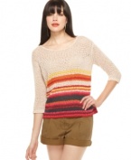 With bright stripes, this sheer Rachel Rachel Roy sweater is a hot layering piece for spring!