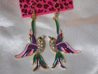 BETSEY JOHNSON Colorful Larks Birds in Flight Earrings