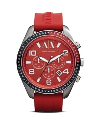 A bold take on the classic sports watch, this Armani Exchange piece is designed to keep up with the moves you make - on and off the court - styled with a vibrant silicone band and sleek logo-accented dial.