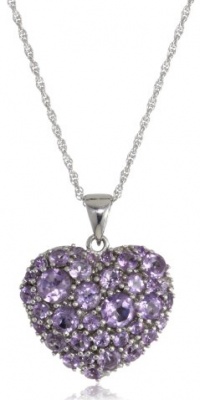 Sterling Silver Amethyst Heart Pendant Necklace, 18