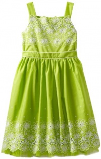 Bloome Girls 7-16 Plus Size Eyelet Occasion Dress, Lime, 14.5