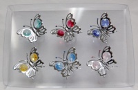 Chrome Plated Butterfly Suncatcher Gift Set with Swarovski Austrian Crystals (Set of 6)