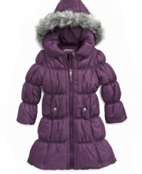 Bundle her up in the beautiful style of this full-length puffer coat from Hawke & Co.