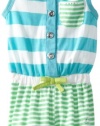 Carter's Watch the Wear Baby-Girls Infant Romper With Stripes And Buttons, Turquoise, 24 Months