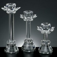 Set of Three Lotus Shannon Crystal Candle Sticks by Godinger