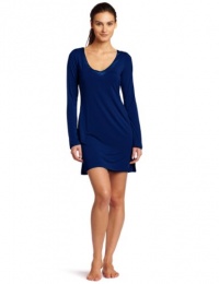 Calvin Klein Women's Essentials W Satin Long Sleeve Nightdress W Shelf, Stargazer, Medium