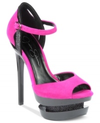 Fashion-forward style. Jessica Simpson's Casper platform sandals are brightly-colored with a unique contrasting platform.