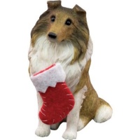 Sandicast Sable Collie with Stocking Christmas Ornament