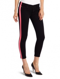 Hudson Women's Lou Lou Tuxedo Skinny, Snider Black/Pink Stripe, 28