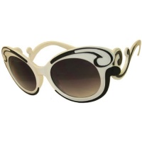 Awesome! Rococo Design Sunglasses! with Curlycue Arms! In White with Black Finish