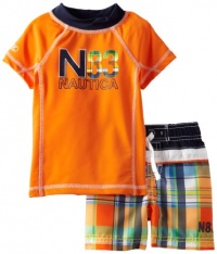 Nautica Baby-Boys Infant 2 Piece Rashguard Set, Kumquat, 24 Months