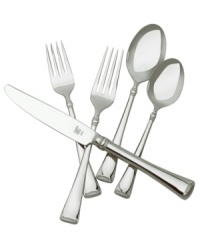 Angelico features a lustrous mirror finish with frost accents.  This pattern combines classic styling with European contemporary design. Crafted of high quality, heavy gauge 18/10 stainless steel, from the makers of the world's finest cutlery since 1731. Set includes eight 5-piece place settings and one five-piece hostess set.