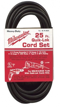 Milwaukee 48-76-4025 Quik-Lok 25-Foot 3 Wire Grounded Cord