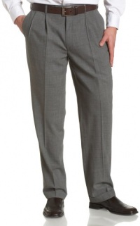 Louis Raphael LUXE Men's Washable 100% Wool Solid Pleated Hidden Extension Dress Pant,Grey,34x30