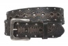 1 1/2 (38 mm) Snap on Perforated Studded Vintage Embossed Leather Jean Belt Size: 34 Color: Black