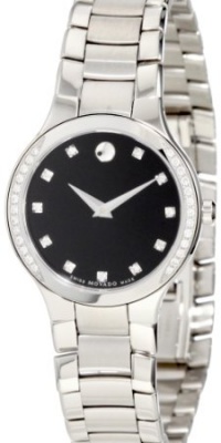 Movado Women's 0606491 Serio Stainless Steel Black Diamond Marker Museum Dial Watch