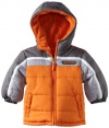 IXtreme Baby-Boys Infant Promo Colorblock Puffer Snowsuit, Orange, 12 Months