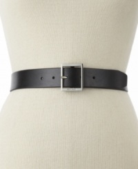 A classic wardrobe essential: the basic black belt. By Nine West.