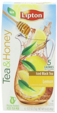 Lipton Iced Black Tea Mix Pitcher Packets, Tea and Honey, Lemon, 6-Count (Pack of 12)