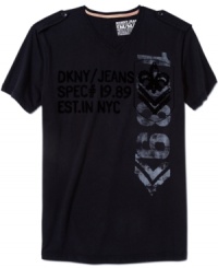 Get established. Start building the basics in style with this graphic t-shirt from DKNY Jeans.