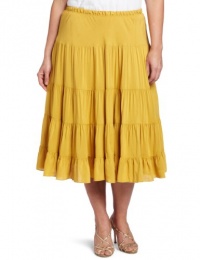 Karen Kane Women's Plus-Size Crushed Tiered Skirt, Gold, 3X