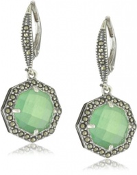 Judith Jack MALDIVES Sterling Silver, Marcasite and Chrysoprase Stone Small Drop Earrings