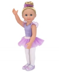 In her lovely lavender leotard and sparkly tutu, Alexa is ready to star in your little dancer's next ballet production! Her eyes open and close, her blonde hair can be styled and her arms and legs can be posed.