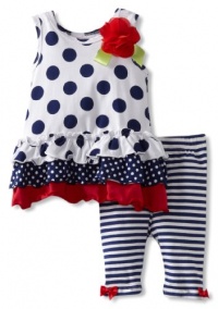 Bonnie Baby Girls Infant Navy Polka Dot Legging Set